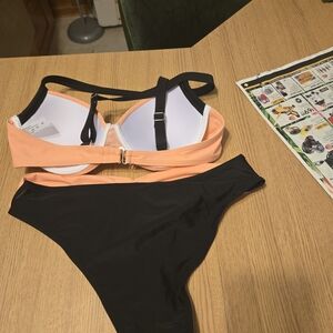 SHEIN Two-Tone Black and Peach Bikini